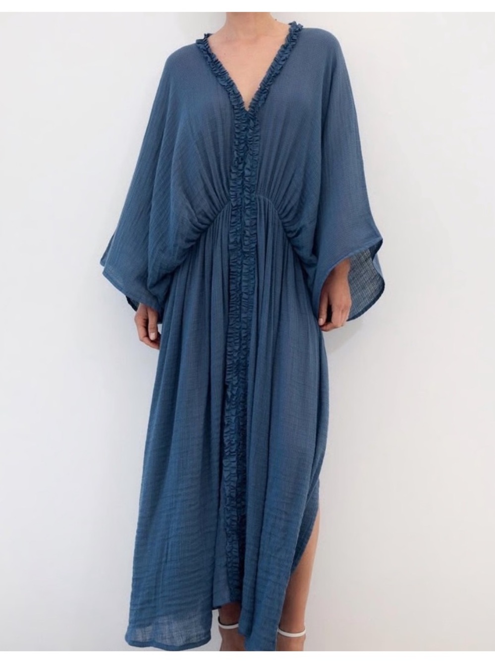 Zara brand new cotton kaftan blue dress